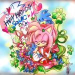  &lt;3 1:1 2013 ambiguous_gender amy_rose anniversary anthro black_eyes blue_body chao_(sonic) character_chao chip_(sonic) clothing clover dated dress english_text eulipotyphlan eyes_closed female flower flower_crown fur gloves group handwear happy hedgehog holding_object male mammal pink_body pink_fur plant plushie red_body red_clothing red_dress red_fur smile sonic_chao sonic_the_hedgehog sonic_the_hedgehog_(series) sonic_unleashed text unakimochi white_body white_fur 