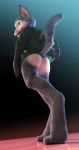 3d_(artwork) anthro anus butt canid canine canis clothed clothing critterclaws digital_media_(artwork) female fur hi_res hoodie mammal smile solo topwear wolf 