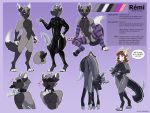  andromorph animal_genitalia animal_penis anthro blindfold canid canine canine_penis clothing collar digitigrade erection eyewear female fox genitals glasses hi_res horn intersex leash living_rubber male mammal milodesty model_sheet nude pawpads penis penis_tongue red_fox rubber silver_fox solo suit text thick_tail 