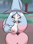  2020 anthro breasts fairy female furball genitals hatterene nintendo nipples one_breast_out one_eye_closed pok&eacute;mon pok&eacute;mon_(species) pussy short_stack solo video_games wink 
