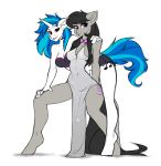  absurd_res anthro anthrofied bottomwear breasts cleavage clothed clothing dress equid equine female friendship_is_magic hi_res horn horse looking_at_viewer mammal my_little_pony octavia_(mlp) pony purple_eyes shorts simple_background sparkles sukiskuki unicorn vinyl_scratch_(mlp) white_background 