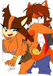  akatsukishiranui-fox anthro anthro_on_anthro anthro_penetrated anthro_penetrating anthro_penetrating_anthro areola badger balls breasts canid canine clothed clothed_sex clothing duo fan_character female female_penetrated fox from_behind_position genitals hi_res leg_grab male male/female male_penetrating male_penetrating_female mammal mustelid musteline nipples penetration penis pussy sex sonic_boom sonic_the_hedgehog_(series) standing standing_sex sticks_the_jungle_badger vaginal vaginal_penetration yellow_penis zhengh 