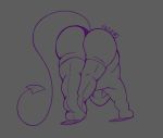  2020 bent_over big_butt butt chubby_male clothed clothing demon demon_humanoid fatzoimp hi_res humanoid ico_(fatzoimp) imp legwear male not_furry nude overweight overweight_male partially_clothed solo spade_tail stockings stretching thick_thighs 