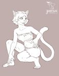  2019 alternate_species anthro barefoot breasts clothing clover_(totally_spies) crouching domestic_cat felid feline felis female fur grey_background hair implied_transformation lylas mammal monochrome open_mouth simple_background solo torn_clothing totally_spies 