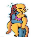  &lt;3 2020 alphys animal_humanoid anthro big_breasts blue_body bra breasts buckteeth chubby_female claws cleavage clothed clothing colored_nails duo eyes_closed fangs female female/female fin fish fish_humanoid freckles hair happy humanoid kissing kissing_neck long_hair looking_pleasured marine marine_humanoid muscular muscular_female nails on_lap open_mouth partially_clothed red_hair romantic_ambiance romantic_couple scalie simple_background sitting_on_lap slightly_chubby smile stretchmarks teeth togalay undertale underwear undyne video_games yellow_body yellow_skin 