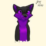  1:1 anthro black_body black_fur bust_portrait canid canine dys dys_(character) fox fur hi_res male mammal multicolored_body multicolored_fur portrait purple_body purple_fur signature solo two_tone_body two_tone_fur 