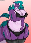 anthro big_breasts big_butt breasts butt cjshadorunner clothing ear_piercing ear_ring female hi_res huge_butt huge_thighs leviathan lingerie micky piercing solo thick_thighs 