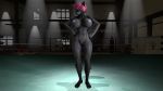  2020 3d_(artwork) anthro big_breasts breasts canid canine canis digital_media_(artwork) female fur genitals gym hair hands_on_hips hi_res looking_at_viewer mammal nipples nude petruz pink_hair pussy shadedance smile solo source_filmmaker standing wolf wolf_(petruz) 