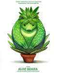  aloe_vera ambiguous_gender black_eyes claws cryptid-creations elemental_creature english_text feral flora_fauna flower_pot humor mammal plant pun simple_background solo text url ursid visual_pun white_background 