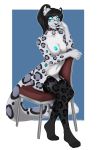  2020 4_toes 5_fingers accelo anthro areola black_hair blue_eyes breasts clothing collar digital_media_(artwork) eyewear felid female fingers glasses hair hi_res legwear leopard mammal nipples pantherine snow_leopard solo toes 