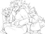  anthro canid canine canis child clothing gamma-g hair hi_res long_hair male male_pregnancy mammal monochrome pregnant robe sitting solo temujin tokyo_afterschool_summoners video_games wolf young 