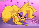  animatronic ass_up avian big_butt blush breasts butt dongitos female five_nights_at_freddy&#039;s five_nights_at_freddy&#039;s_2 hi_res looking_at_viewer machine robot solo text thick_thighs toy_chica_(fnaf) video_games wide_hips 