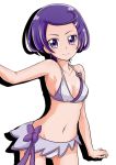  adapted_costume bikini bikini_skirt bikini_top breasts cure_sword dokidoki!_precure kenzaki_makoto niita panties precure purple_eyes purple_hair purple_panties smile source_request swimsuit underwear 