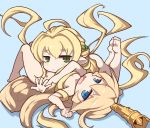  2girls average-hanzo bangs blonde_hair blue_eyes blush charlotta_fenia granblue_fantasy hair_ornament harvin hat long_hair looking_at_viewer melissabelle multiple_girls nude open_mouth pointy_ears simple_background very_long_hair 