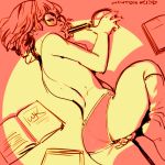  ass between_legs book breasts fingering fingering_through_clothes fingering_through_panties glasses hand_between_legs hanna-barbera highres knees_up legs lineart magnifying_glass masturbation medium_breasts monochrome nipples panties short_hair sketch socks sucking through_clothes topless underwear velma_dace_dinkley winton_kidd 