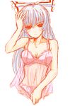 bangs blush camisole fujiwara_no_mokou lingerie long_hair silver_hair solo touhou underwear 