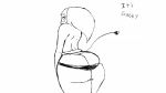  &lt;3_tail 2019 animated big_butt butt clothing english_text eyelashes female huge_butt humanoid monochrome not_furry panties rear_view simple_background solo text thesneakyzone thick_thighs underwear white_background 