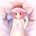  animal_ears blush des hat lingerie midriff mystia_lorelei pink_hair santa_hat short_hair solo touhou underwear wings yellow_eyes 