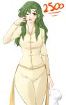  1boy 1girl archived_source artist_self-insert bangs brown_eyes celebration collarbone curvy earrings elincia_ridell_crimea eyebrows_visible_through_hair facing_viewer fire_emblem fire_emblem:_path_of_radiance fire_emblem:_radiant_dawn fire_emblem_heroes green_hair hair_between_eyes highres holding_hands jewelry light_blush long_hair looking_at_viewer one_eye_closed open_mouth pajamas parted_bangs standing sweatdrop thighs transparent_background tridisart wide_hips yawning 