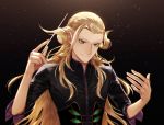  1boy baton_(instrument) blonde_hair conductor fate/grand_order fate_(series) green_eyes long_hair male_focus sindri sleeves_rolled_up solo upper_body wolfgang_amadeus_mozart_(fate/grand_order) 