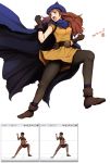  1girl alena_(dq4) blush boots breasts brown_hair cape capelet cloak curly_hair dragon_quest dragon_quest_iv dress gloves harumaki hat long_hair open_mouth pantyhose solo 