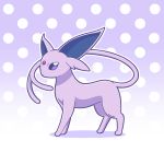  artsy-rc espeon gen_2_pokemon gradient gradient_background highres looking_at_viewer no_humans outline pokemon pokemon_(creature) polka_dot polka_dot_background purple_background purple_eyes signature solo white_outline 