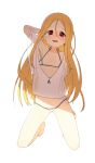  1girl absurdres bikini blonde_hair blush bural_chingu flat_chest full_body hair_between_eyes highres lee_ji-min long_hair looking_at_viewer luke_(dydansgur) red_eyes shade simple_background smile solo swimsuit tareme wet white_background 