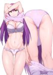  1girl ass bangs bra breasts cleavage commentary_request expressionless fate/grand_order fate_(series) hair_between_eyes large_breasts lifted_by_self looking_at_viewer multiple_views navel panties red_eyes scathach_(fate)_(all) scathach_skadi_(fate/grand_order) shirt_lift sikijou77o underwear undressing 