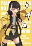  1girl absurdres bangs blunt_bangs breasts english_text fingerless_gloves girls_frontline gloves heterochromia highres long_hair low_twintails magatsuizanagi000 medium_breasts megaphone pleated_skirt red_eyes ro635_(girls_frontline) skirt solo thighhighs twintails very_long_hair yellow_eyes zettai_ryouiki 