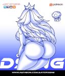  big_breasts big_butt breasts butt butt_focus dsng dsng_art female hi_res human mammal mario_bros mature_female nintendo not_furry patreon princess_peach solo thick_thighs video_games 