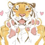  1:1 2016 anthro blush eyes_closed felid giraffe_(artist) male mammal pantherine simple_background smile solo tiger white_background 