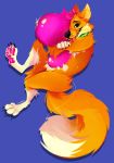  absurd_res avery balloon canid canine canis claws collar coyote fox hi_res hug hybrid male mammal muscular muscular_male pawpads paws purrbone_(artist) solo squish tongue tongue_out 