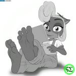  1:1 4_toes activision anthro barefoot breasts clothing coco_bandicoot computer crash_bandicoot_(series) female foot_focus hair hi_res laptop long_hair mammal marsupial screampunk simple_background sitting smile soles solo toes video_games 