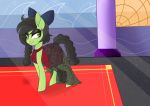  absurd_res balychen black_hair clothing dress earth_pony emerald_blade_(oc) equid equine fan_character female feral fruyal_85 gala_dress green_eyes hair hi_res horse mammal my_little_pony pony red_clothing red_dress ribbons smile solo translucent translucent_clothing 