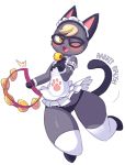  2020 animal_crossing anthro blush clothed clothing crossdressing domestic_cat eyewear fangs felid feline felis glasses hi_res holding_musical_instrument holding_object looking_at_viewer maid_uniform male mammal musical_instrument nintendo one_eye_closed open_mouth open_smile percussion_instrument rabbitbrush raymond_(animal_crossing) simple_background smile solo tambourine thick_thighs underwear uniform video_games white_background wink 