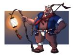  2020 absurd_res anthro arkross1999 asian_clothing belly bulge clothing east_asian_clothing footwear fundoshi hi_res humanoid_hands japanese_clothing kemono male mammal overweight overweight_male robe sandals solo suid suina sus_(pig) underwear wild_boar 