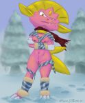  absurd_res anthro breasts clothed clothing female feral hi_res k9player_(artist) mostly_nude nintendo nude pok&eacute;mon pok&eacute;mon_(species) scarf shiny_pok&eacute;mon snow solo torn_clothing video_games weavile 