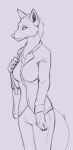  2020 anthro bottomwear breasts canid canine clothing female fox grey_background hi_res jacket lord_magicpants mammal monochrome pants side_view simple_background solo topwear 