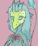  &lt;3 anthro avian beak blue_body blue_eyes colored feathers looking_at_viewer male nevrean simple_background smile solo vilous_universe yamagah 