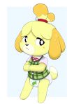  animal_crossing anthro blush bodily_fluids canid canine canis diaper domestic_dog female hi_res isabelle_(animal_crossing) mammal nintendo nyanyakotarou solo standing sweat video_games 