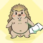  1:1 2020 anthro balls belly blush clothing eulipotyphlan genitals hedgehog hokolee32 kemono male mammal moobs navel nipples overweight overweight_male penis simple_background solo underwear 