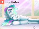  absurd_res anthro big_breasts big_butt biobrony breasts butt equid female friendship_is_magic genitals hi_res horn lying mammal my_little_pony nude on_side princess_celestia_(mlp) pussy spread_butt spreading winged_unicorn wings 