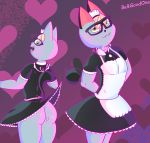  absurd_res animal_crossing anthro beagoodone bottomwear butt clothed clothing clothing_lift crossdressing felid hi_res maid_uniform male mammal nintendo raymond_(animal_crossing) shy skirt skirt_lift solo uniform video_games 