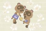  2018 animal_crossing anthro apron brown_body brown_fur canid canine clothing duo eyes_closed fur hellox2 lying mammal nintendo raccoon_dog tanuki timmy_nook tommy_nook video_games 