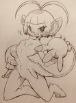  &lt;3 2020 ambipom anthro breasts curemitsuba ear_piercing female fur grin hair hi_res looking_at_viewer mammal monochrome multi_tail navel navel_piercing nintendo nude piercing pok&eacute;mon pok&eacute;mon_(species) primate simple_background smile solo traditional_media_(artwork) video_games 