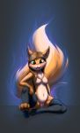  anthro blush bodily_fluids breasts clothing female fluffy fluffy_tail genital_fluids genitals hair hi_res legwear looking_at_viewer mammal navel nude open_mouth paws pussy pussy_juice rodent sciurid simple_background slowderpyguy solo spread_legs spreading stockings 