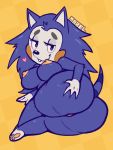  &lt;3 2020 animal_crossing anthro areola big_butt breasts butt butt_grab conditional_dnp eulipotyphlan female hand_on_butt hedgehog looking_at_viewer mabel_able mammal nintendo nipples pawpads short_stack simple_background solo teckworks thick_thighs video_games yellow_background yellow_pawpads 