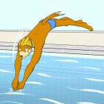  1:1 anthro anthrofied buizel clothed clothing diving fuze hi_res male nintendo pok&eacute;mon pok&eacute;mon_(species) pok&eacute;morph solo speedo swimming_pool swimwear topless video_games 