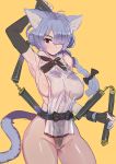  2020 animal_humanoid blue_hair bow_(artist) braided_hair breasts brown_eyes cat_humanoid clothed clothing felid felid_humanoid feline feline_humanoid female hair holding_object holding_weapon humanoid mammal mammal_humanoid melee_weapon nunchaku orange_background side_boob simple_background weapon 