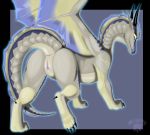  anus butt clitoris dragon female feral genitals hi_res horn multicolored_body paws presenting presenting_hindquarters pussy raised_tail scalie solo western_dragon wings zikeny 
